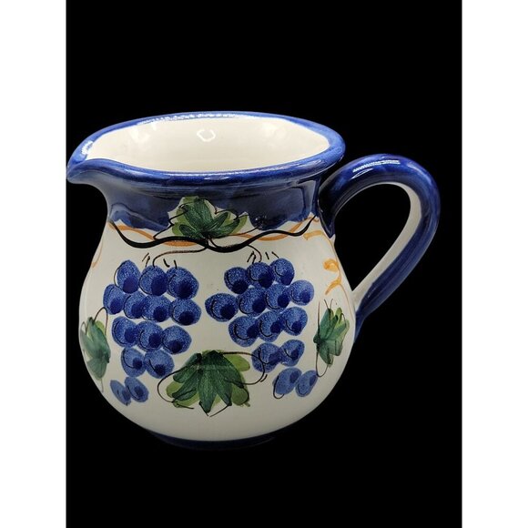 Vietri Store Ceramic Pitcher Dip A Mano Handpainted Fruit Italy Small Creamer - Picture 1 of 12